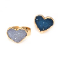 Ashy Lavender Druzy Heart Statement Ring